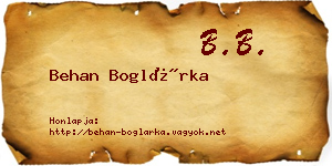 Behan Boglárka névjegykártya